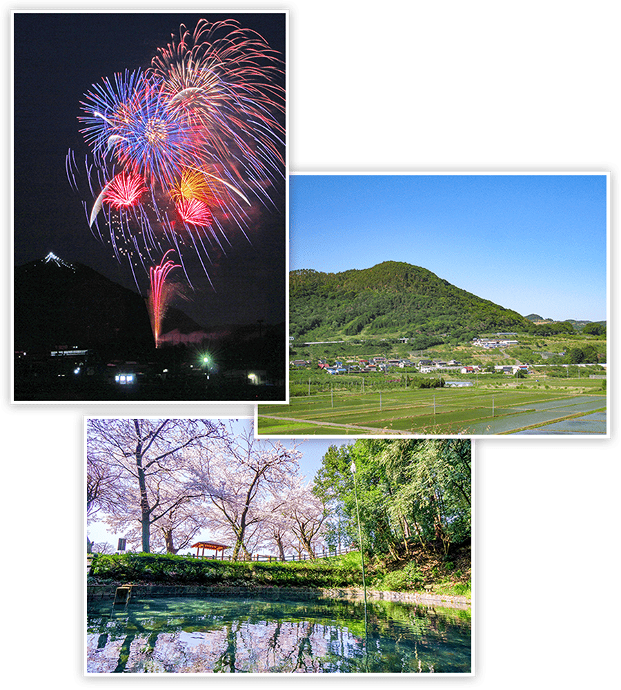 あつかし山と花火大会の写真